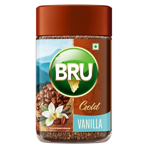Bru Gold Vanilla 100g | Flavoured Instant Coffee | Flavourful Twist to Your Everyday Coffee | Made with Freeze-Dried Coffee | Makes 80 cups |
