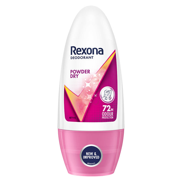 Rexona Powder Dry Underarm Roll On Deodorant For Women|| Antiperspirant|| Removes Odour|| Keeps Skin Fresh & Clean|| Alcohol Free|| Skin Friendly|| 50 ml